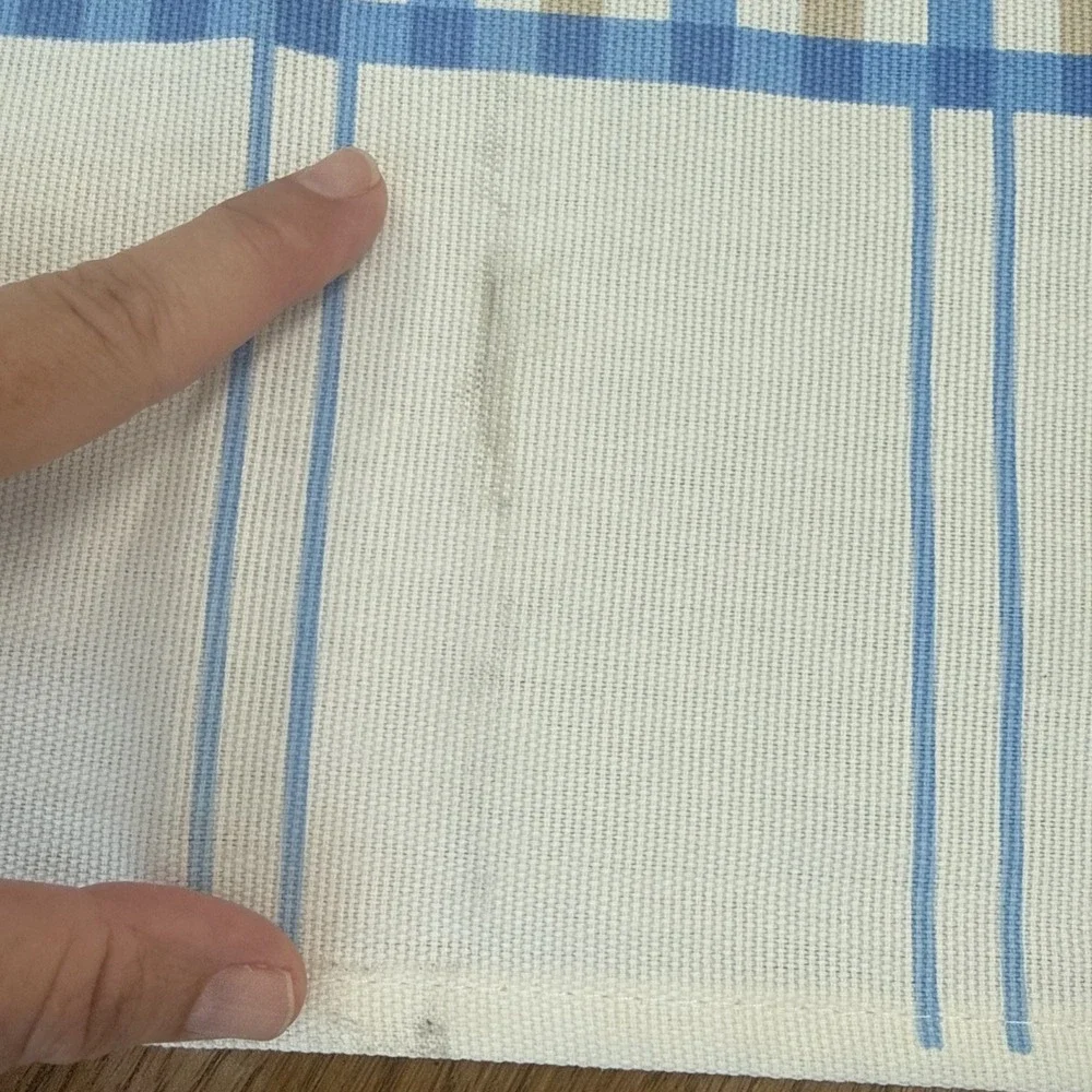 Vintage Italian Tablecloth Embroidered Salt Pepper Plaid 100% Cotton 56x93 Italy